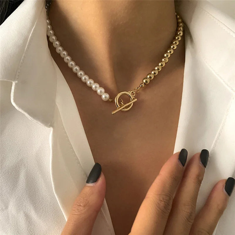 Nuevo collar gargantilla de perlas barrocas para mujer, lujoso, para bodas, fiestas, collar de cuentas de tres capas, torques, regalo de joyería de moda para damas
