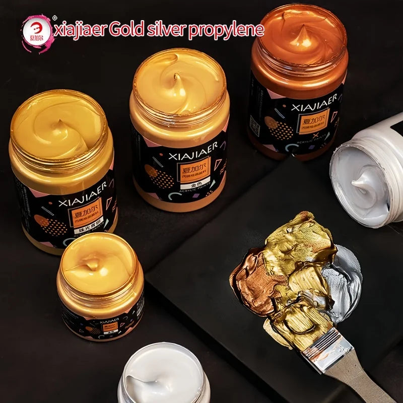 Metallic Acrylic Paint Pigment – Gold, Silver & Bronze Pearlescent (100ml / 300ml) for Painting & Art Projects