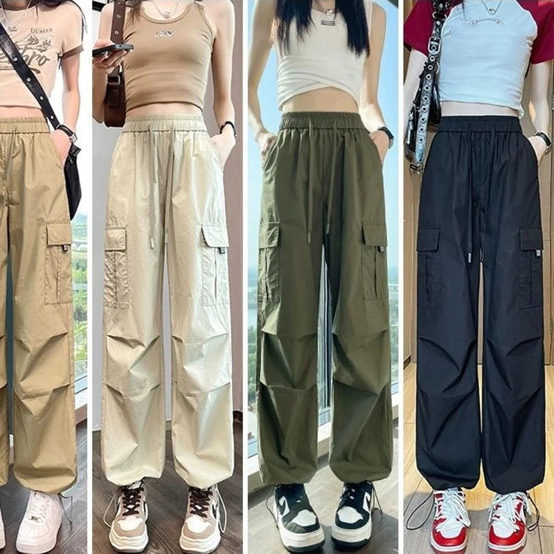 Pantalones Joggers para Mujer, Casuales, Elegantes, Rectos, con Bolsillos, Cintura Alta Elástica, Ropa Urbana, Pantalones Ajustados Finos de Verano