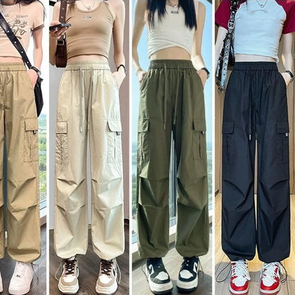 Pantalones Joggers para Mujer, Casuales, Elegantes, Rectos, con Bolsillos, Cintura Alta Elástica, Ropa Urbana, Pantalones Ajustados Finos de Verano