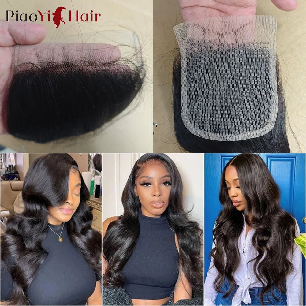 Body Wave Human Hair Bundles with 4x4/5x5 Lace Closure – 100% Raw Human Hair Weave Extensions | 2x6 Middle Part Lace Wig Set