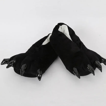 Women’s Plush Animal Slippers – Thick Fluffy Non-Slip Indoor House Shoes with Dinosaur, Cow, Cat Paw & Claw Designs