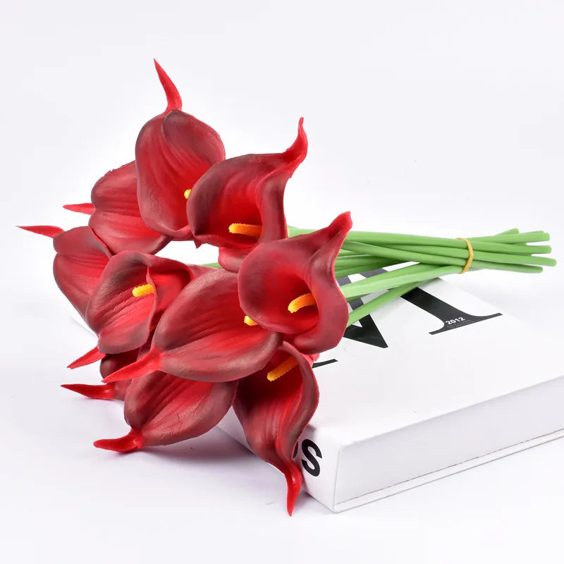 5/10/15/20pcs Real Touch Calla Lily Artificial Flowers – Realistic Faux Calla Lily Bouquet for Wedding Bridal Arrangements, Home Décor & Floral Decoration