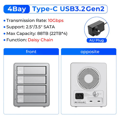 ORICO 4/5 Bay HDD Docking Station – USB 3.2 Type-C 10Gbps SATA Hard Drive Enclosure for 2.5" & 3.5" SSD HDD