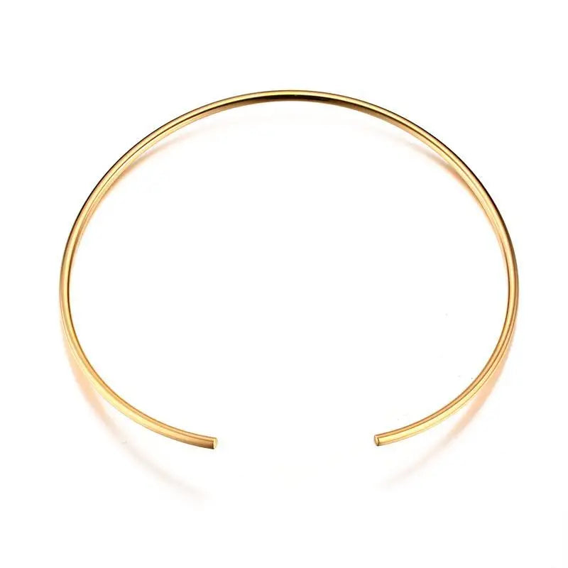 Stainless Steel Choker Collar Necklace for Women – Minimalist Open Neck Cuff Torque Jewelry for Valentine’s Day & Mom Gifts