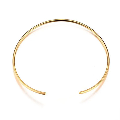 Stainless Steel Choker Collar Necklace for Women – Minimalist Open Neck Cuff Torque Jewelry for Valentine’s Day & Mom Gifts