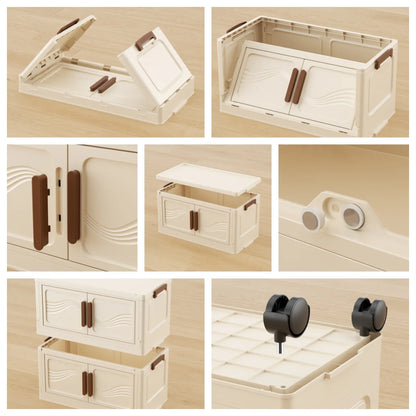 Caja de almacenamiento plegable con puerta transparente – Organizador grande y duradero para ropa, libros, juguetes y almacenamiento en el hogar