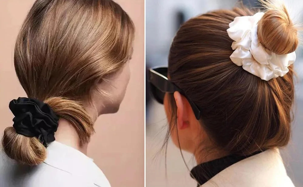 Goma para el pelo 100% seda Mulberry – 19 Momme, elástico grande para mujeres y niñas | Accesorio de lujo de seda para coleta