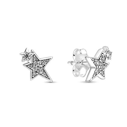 Juego de pendientes de tuerca de plata de ley 925 con hoja cuadrada, sol y luna para mujer, exquisito regalo de joyería europea