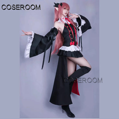 Krul Tepes Cosplay Costume – Seraph of the End Anime Vampire Witch Dress with Wig (Halloween Outfit)
