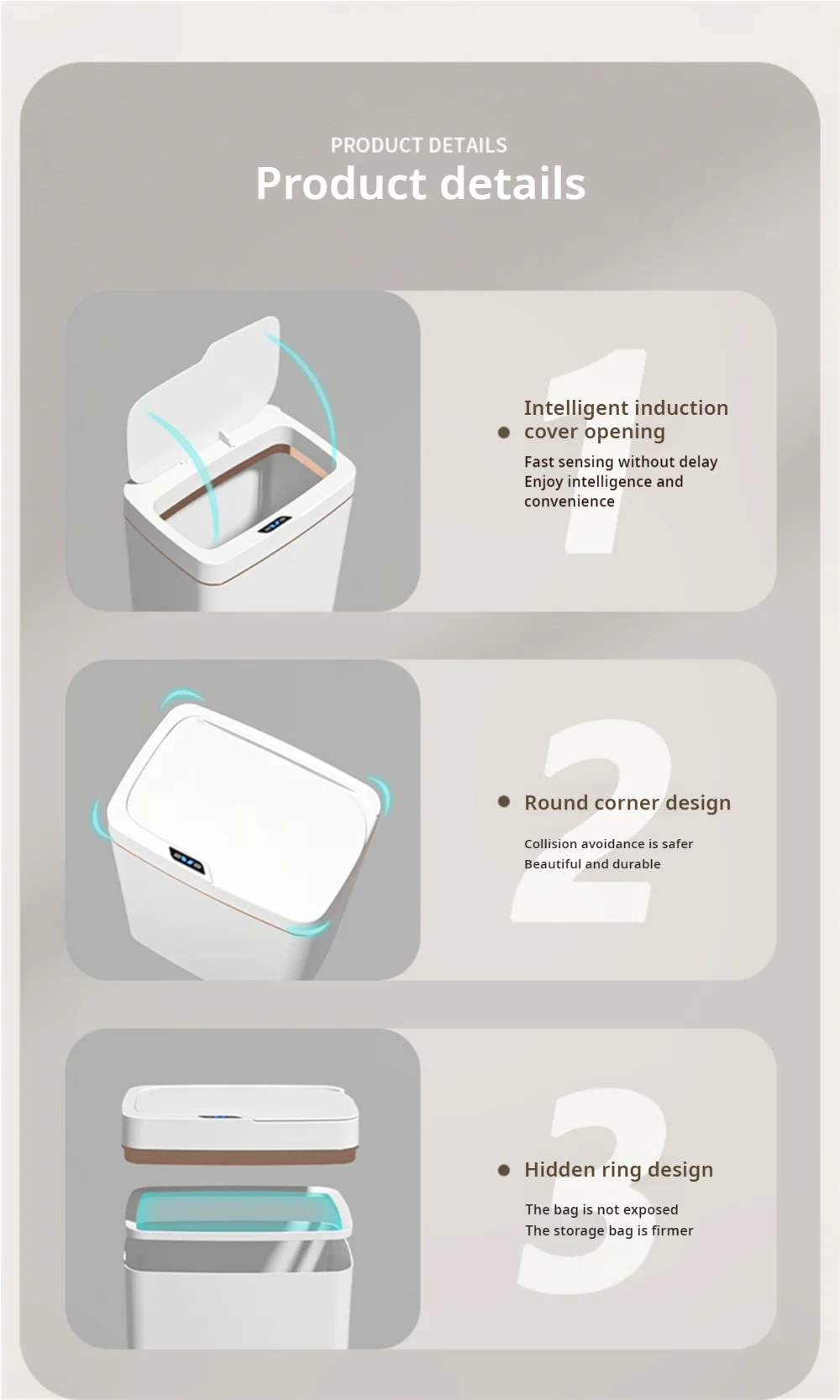 15L Smart Automatic Trash Can – Touchless Sensor Garbage Bin with Smart Bagging System for Bathroom & Home