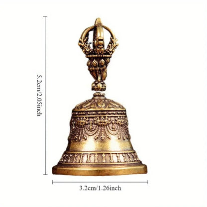 Llavero de Campana Tibetana de Latón – Amuleto de Bronce Hecho a Mano para Accesorios de Coche, Decoración del Hogar y Regalo Creativo