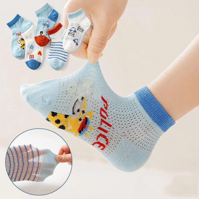 5 pares de calcetines de algodón de malla transpirables de verano suaves para niños y niñas de 1 a 12 años