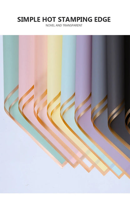 10 hojas de papel de envolver flores impermeable con bordes dorados para ramos, bodas, regalos y arreglos florales de bricolaje