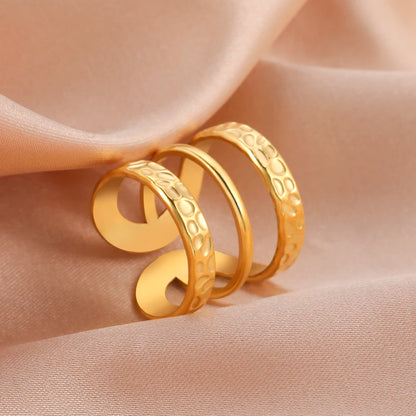 Bague Skyrim en acier inoxydable cœur géométrique pour femme, réglable, ouverte, pour fête, esthétique