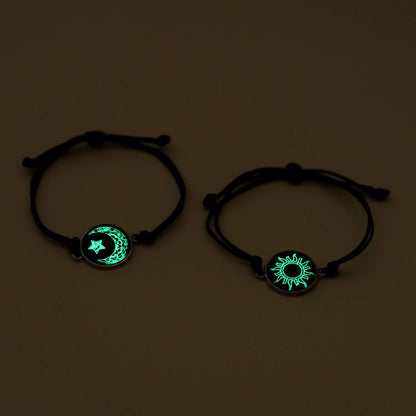 Luminous Sun & Moon Couple Bracelets – Handmade Braided Rope Matching Charm Bracelets for Men & Women | Romantic Jewelry Gift