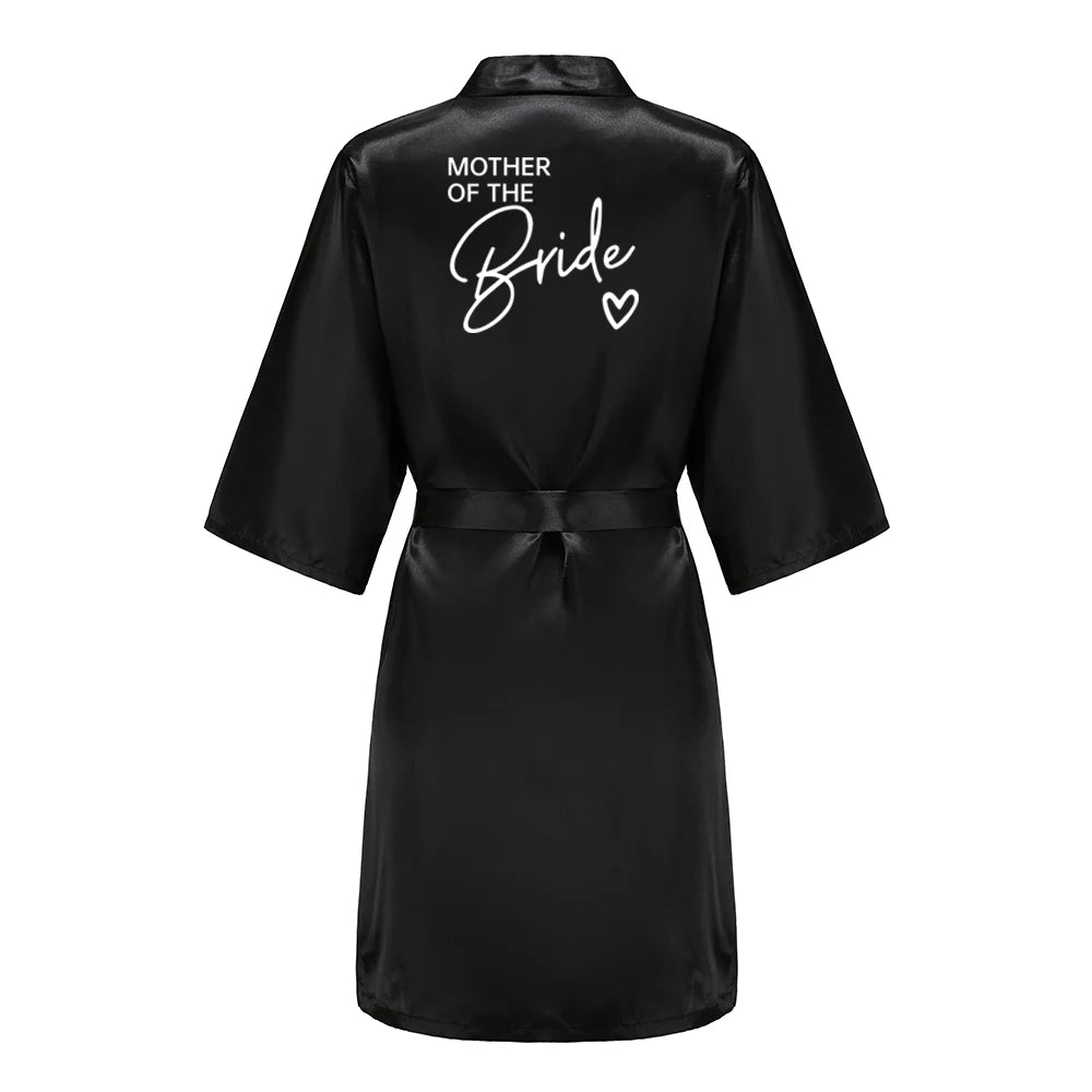 Bata de satén "Team Bride" – Kimono de pijama para fiesta de bodas con estampado de letras blancas | Regalo de despedida de soltera para mujer