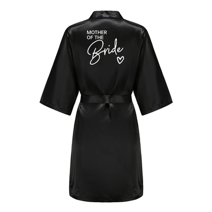 Bata de satén "Team Bride" – Kimono de pijama para fiesta de bodas con estampado de letras blancas | Regalo de despedida de soltera para mujer