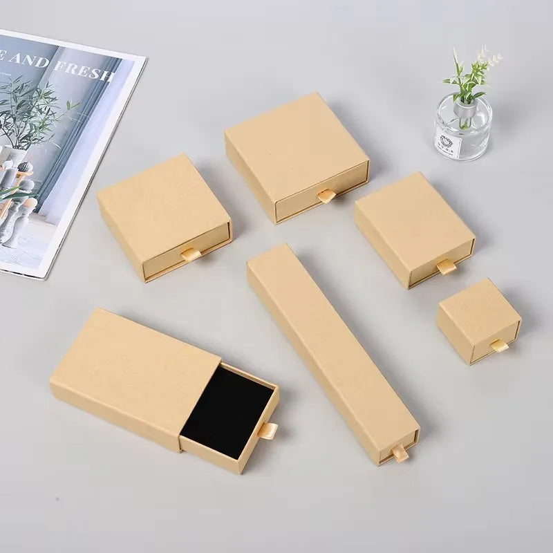 10 Cajas de regalo de joyería de papel para anillos, pendientes, collares, pulseras y empaques de recuerdos de boda