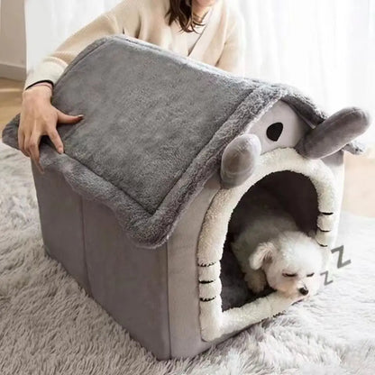 Casa Cama para Perros para Todas las Estaciones, Cama para Mascotas Desmontable y Lavable para Perros Pequeños y Gatos, Casa Cálida de Invierno para Cachorros, Caseta para Teddy