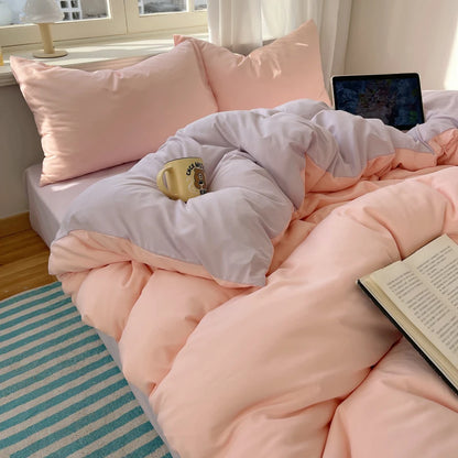 4-Piece Cotton Bedding Set – Solid Duvet Cover, Bed Sheet & Pillowcase Set for Twin, Queen & King Beds