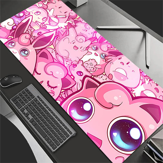 Alfombrilla de ratón XXL Pokémon Kawaii para juegos – Alfombrilla de escritorio extendida de goma antideslizante para teclado, PC, portátil y configuración de oficina