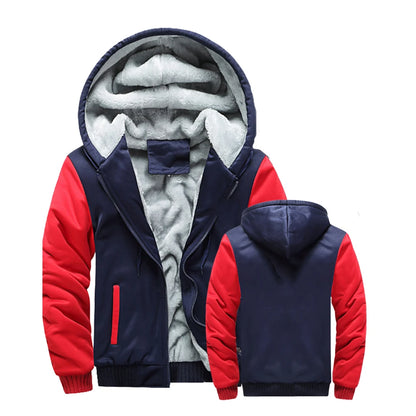 Men’s Thick Fleece Winter Jacket – Warm Zip-Up Hooded Coat, Long-Sleeve Casual Sportswear & Outdoor Outerwear