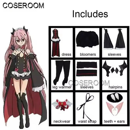 Krul Tepes Cosplay Costume – Seraph of the End Anime Vampire Witch Dress with Wig (Halloween Outfit)