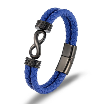 Inspirational Infinity Number 8 Leather Bracelet for Men – Motivational Cuff Bangle, Anniversary & Father’s Day Gift
