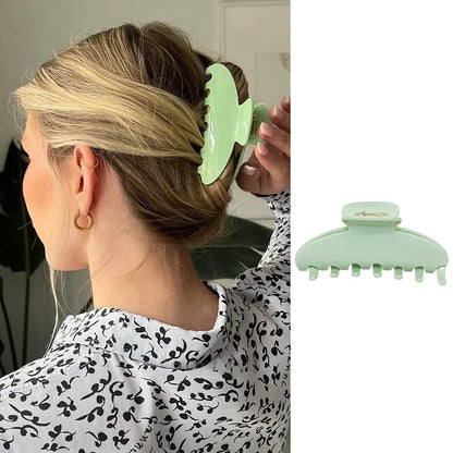 Pinza de pelo de acetato Fashion Coffee – Pinza grande de color sólido negro para mujeres y niñas | Accesorios sencillos para el pelo de verano