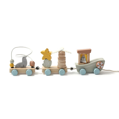 Juguete de Tren de Madera Montessori – Carrito Educativo para Bebés con Bloques Numéricos, Juguete de Madera para el Aprendizaje Temprano, Regalo de Actividad de Aprendizaje Preescolar para Niños Pequeños
