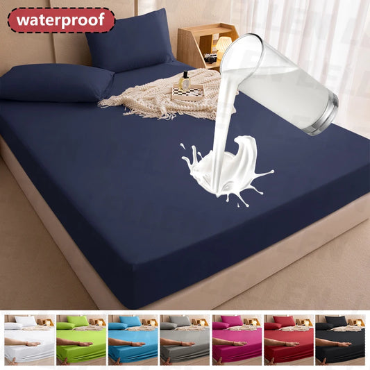 Protector de colchón 100% impermeable – Funda de colchón ajustable con banda elástica para camas individuales, dobles, queen y king
