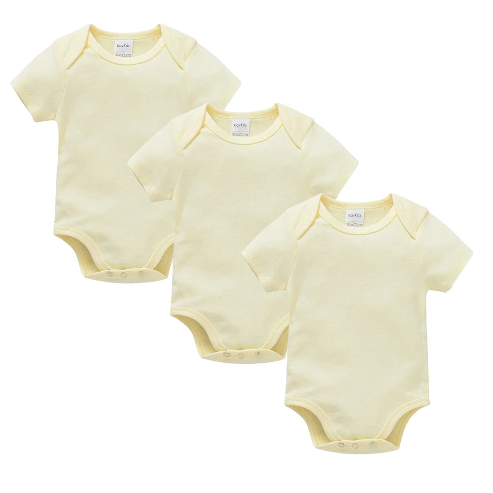 Kavkas Ropa de algodón para bebés – Juego de mamelucos de manga corta de 3 o 5 piezas para recién nacidos, para niños y niñas, mamelucos blancos sólidos de 0 a 24 meses, ropa suave de uso diario para bebés