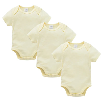 Kavkas Ropa de algodón para bebés – Juego de mamelucos de manga corta de 3 o 5 piezas para recién nacidos, para niños y niñas, mamelucos blancos sólidos de 0 a 24 meses, ropa suave de uso diario para bebés