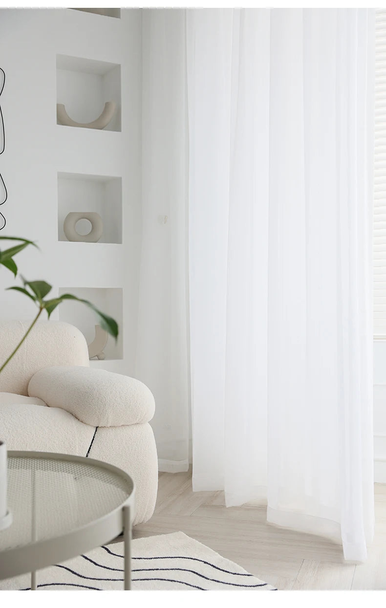 Cortinas de tul blanco transparente modernas – Paneles transparentes para ventanas de sala de estar y dormitorio
