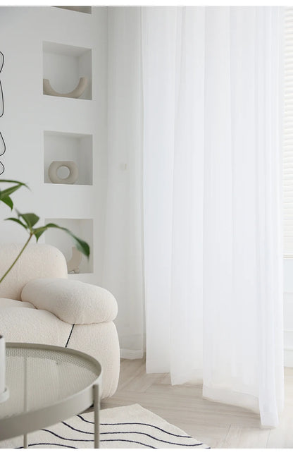 Cortinas de tul blanco transparente modernas – Paneles transparentes para ventanas de sala de estar y dormitorio