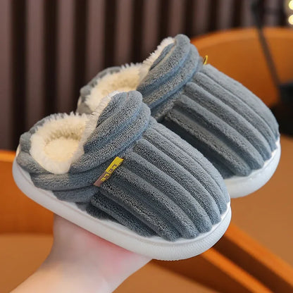 Winter Cotton Slippers for Men, Women & Kids Warm Plush Non-Slip Soft Sole House Shoes