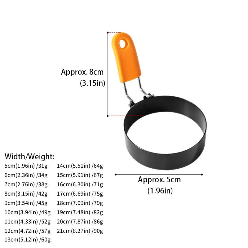 Stainless Steel Fried Egg Ring Mold – Non-Stick Egg Cooking Ring with Heat-Resistant Silicone Handle, Pancake & Scrambled Egg Shaper