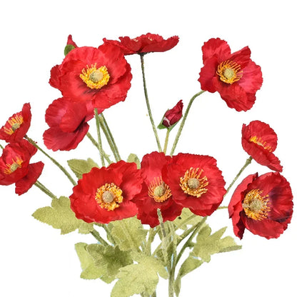 4 cabezas de amapolas artificiales – Ramo floral sintético de seda para arreglos de boda nupciales, decoración de fiestas, decoración de jardines y exhibiciones al aire libre