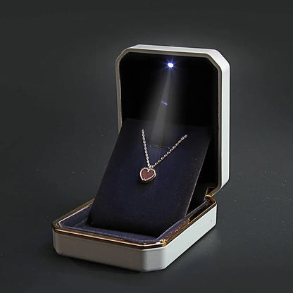 LED Velvet Jewelry Gift Box for Rings, Necklaces & Pendants – Luxury Lighted Proposal, Engagement & Wedding Display Case