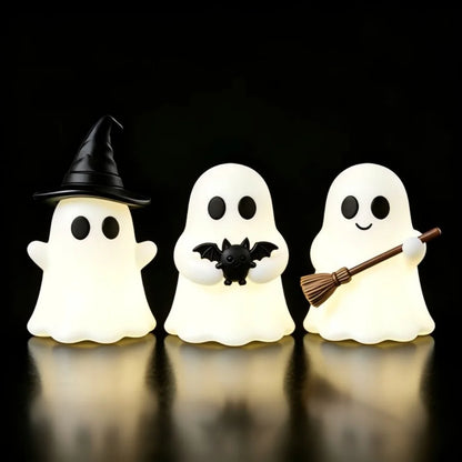Halloween Luminous Mini Ghost Statue – Cute Glow-in-the-Dark Spooky Ornament for Table Decor, Baking Toppers, Handmade Crafts & Holiday Decorations