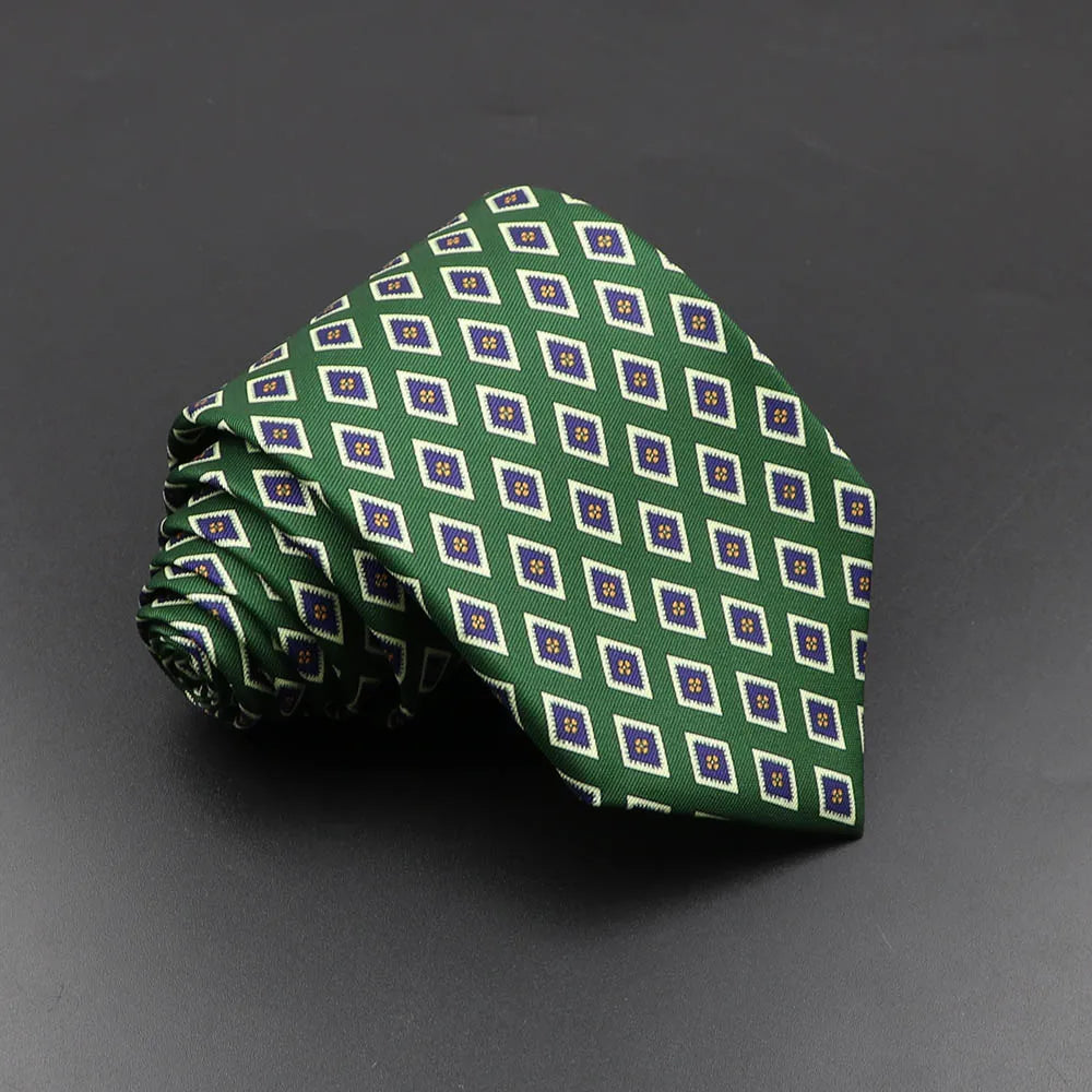 Men's 7.5cm Soft Silk Necktie – Floral & Dot Pattern Tie for Weddings, Business, Parties & Formal Wear