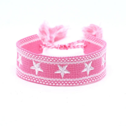 Pulsera de estrella bordada bohemia – Correa de muñeca tejida a mano con borlas para mujer | Regalo de joyería de moda étnica