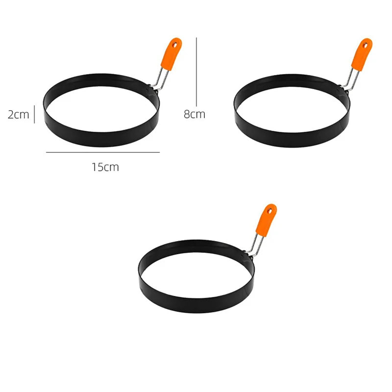 Stainless Steel Fried Egg Ring Mold – Non-Stick Egg Cooking Ring with Heat-Resistant Silicone Handle, Pancake & Scrambled Egg Shaper