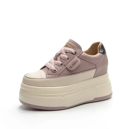 Zapatillas deportivas de mujer con cuña oculta, plataforma de 9 cm, calzado grueso cómodo e informal para caminar