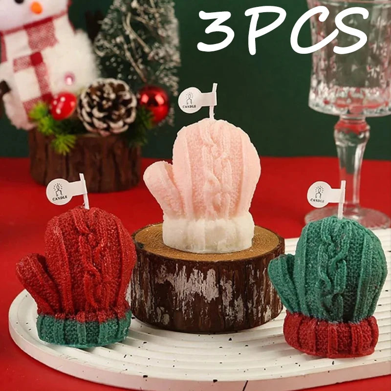 1-3PCS Christmas Glove-Shaped Candles – 3D Scented Soy Wax Aromatherapy Candles for Weddings, Birthdays & Festive Home Decor