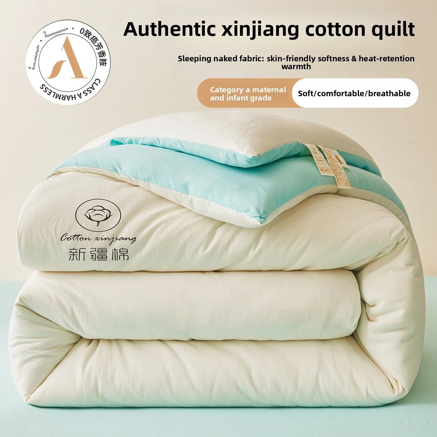 100% Cotton Filled Comforter – Soft Lightweight Warm Winter Quilt for Autumn & Cold Weather Bedding