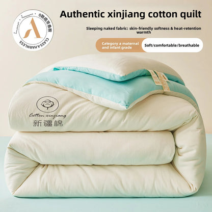 100% Cotton Filled Comforter – Soft Lightweight Warm Winter Quilt for Autumn & Cold Weather Bedding