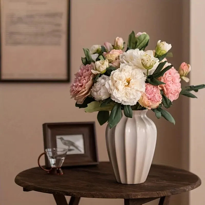 Bouquet de pivoines artificielles – Composition florale artificielle pour la décoration de la maison, du salon et de la table