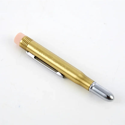 Portaminas de latón Fromthenon Traveler – Portaminas mecánico de metal vintage, papelería retro dorada para viajes, escritura, bocetos y suministros de oficina